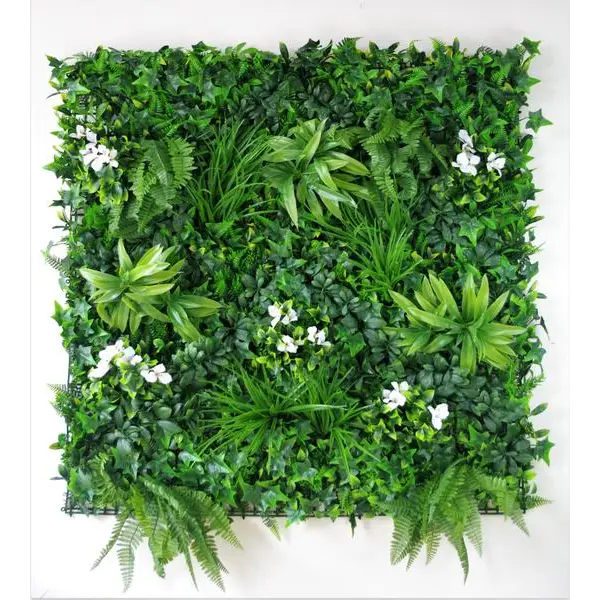 Snowy White Vertical Garden / Green Wall UV Resistant 100cm x 100cm - Home & Garden > Artificial Plants