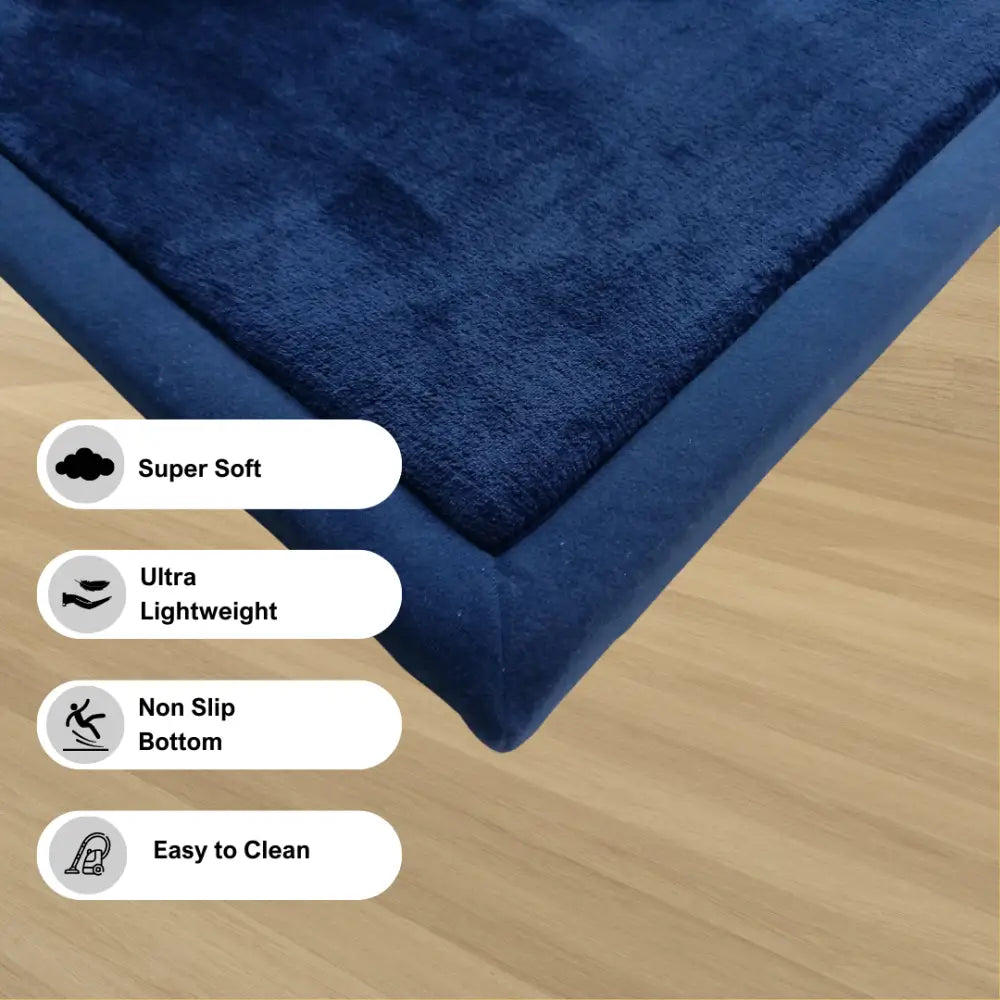 Soft Touch Ultra Plush Memory Foam Tatami Midnight Blue Mat - 200 X 300 CM - Home & Garden > Rugs