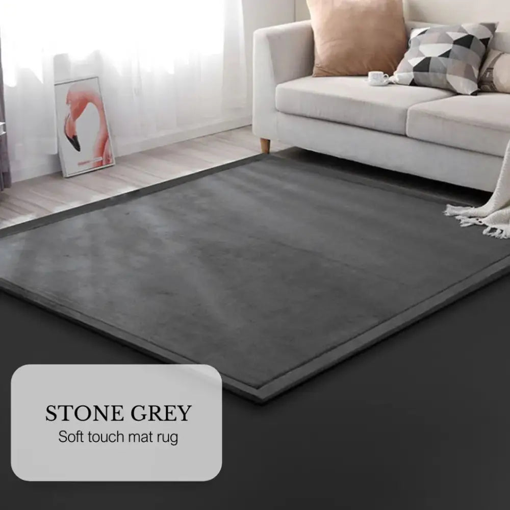 Soft Touch Ultra Plush Memory Foam Tatami Stone Grey Mat - 200 X 300 CM - Home & Garden > Rugs