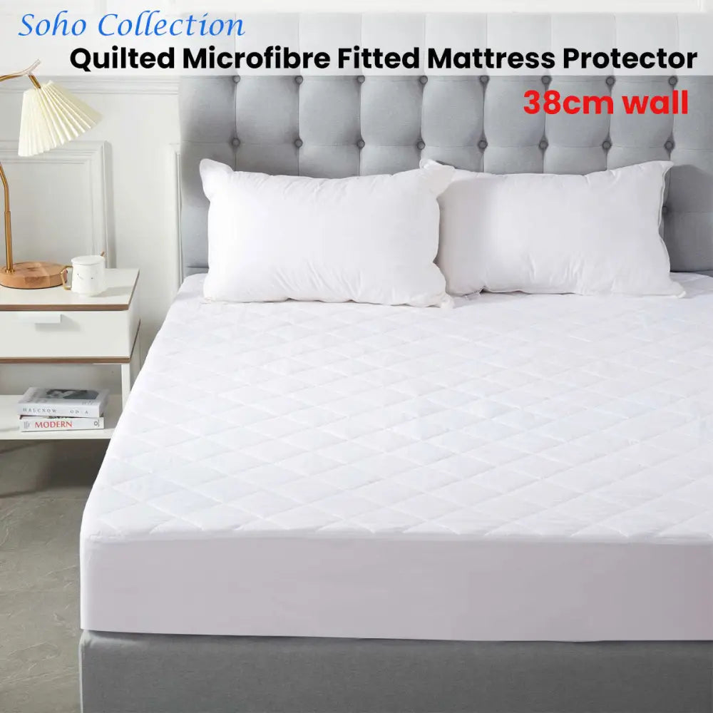 Soho Collection Quilted Microfibre Fitted Mattress Protector 38cm Wall King - Home & Garden > Bedding > Mattress