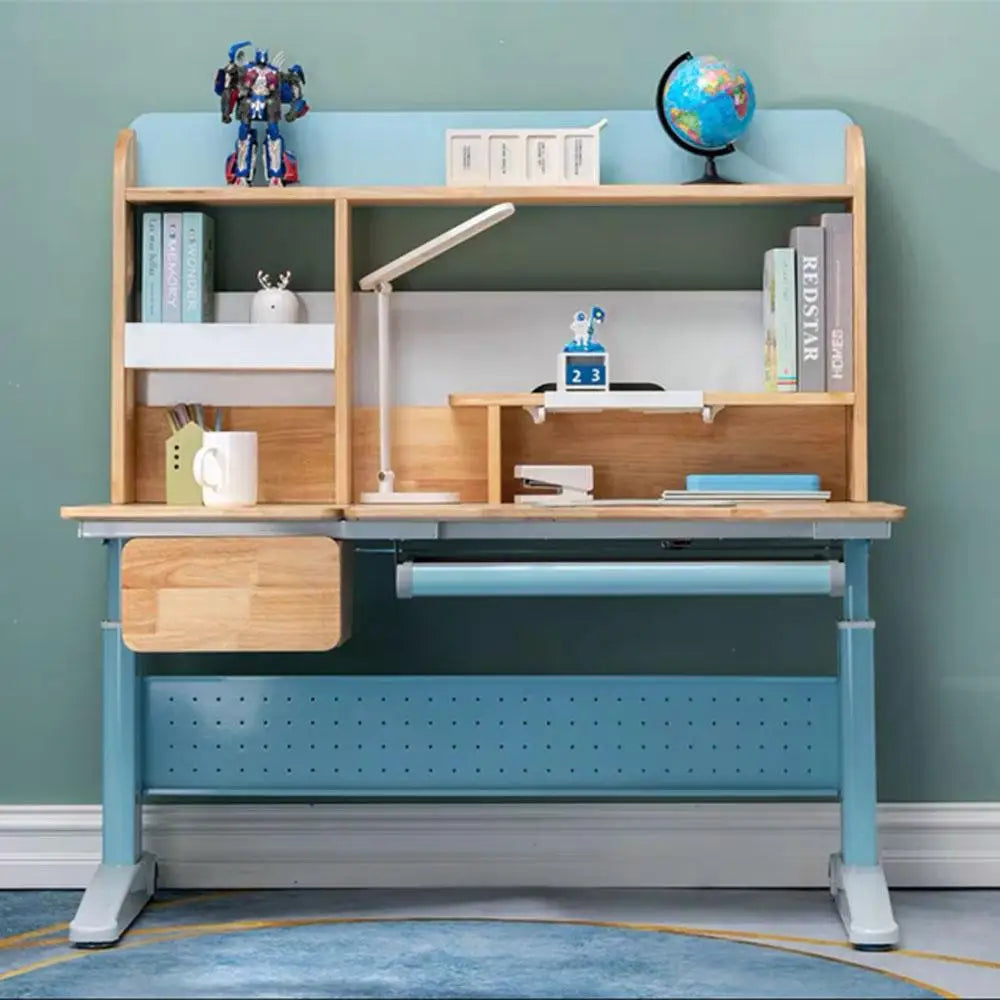 Solid Rubber Wood Height Adjustable Children Kids Ergonomic Blue Study Desk Only 120cm AU - Baby & Kids > Kid’s