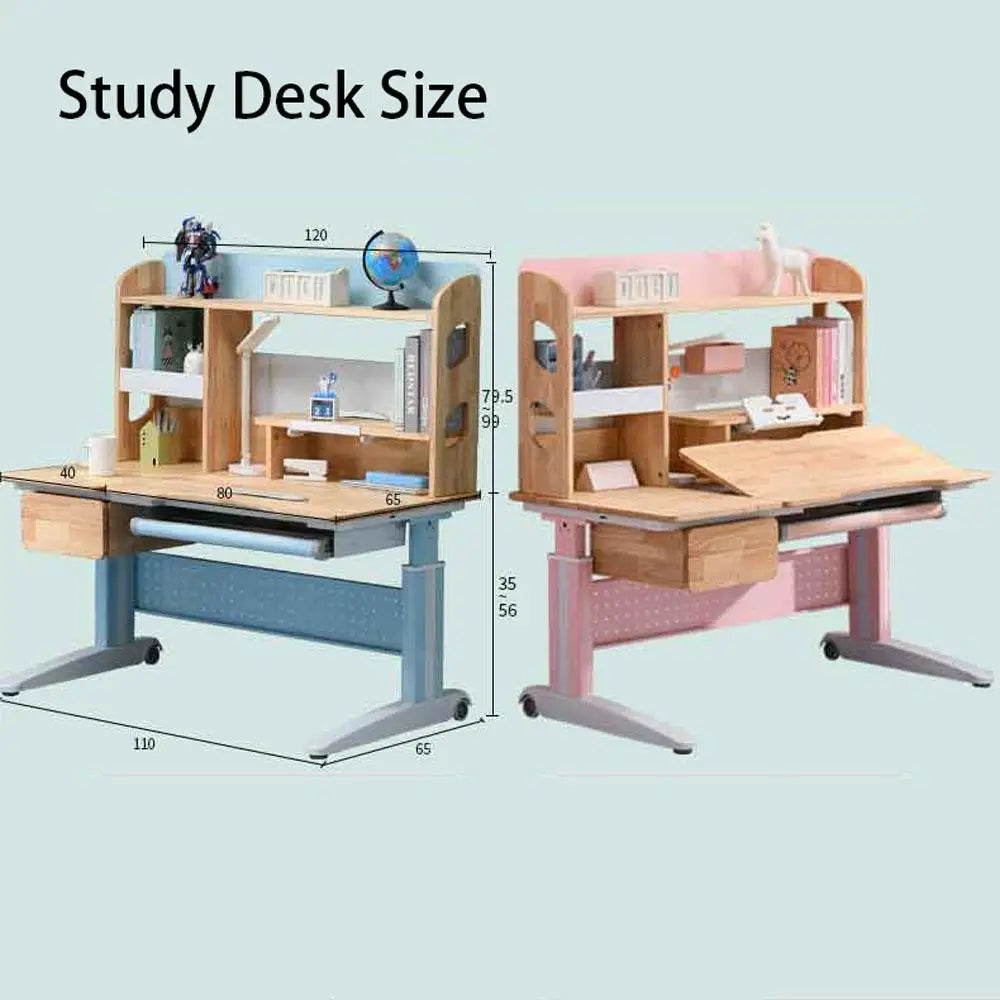 Solid Rubber Wood Height Adjustable Children Kids Ergonomic Pink Study Desk Only 120cm AU - Baby & Kids > Kid’s