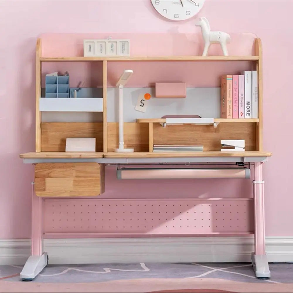 Solid Rubber Wood Height Adjustable Children Kids Ergonomic Pink Study Desk Chair 120cm AU - Baby & Kids > Kid’s