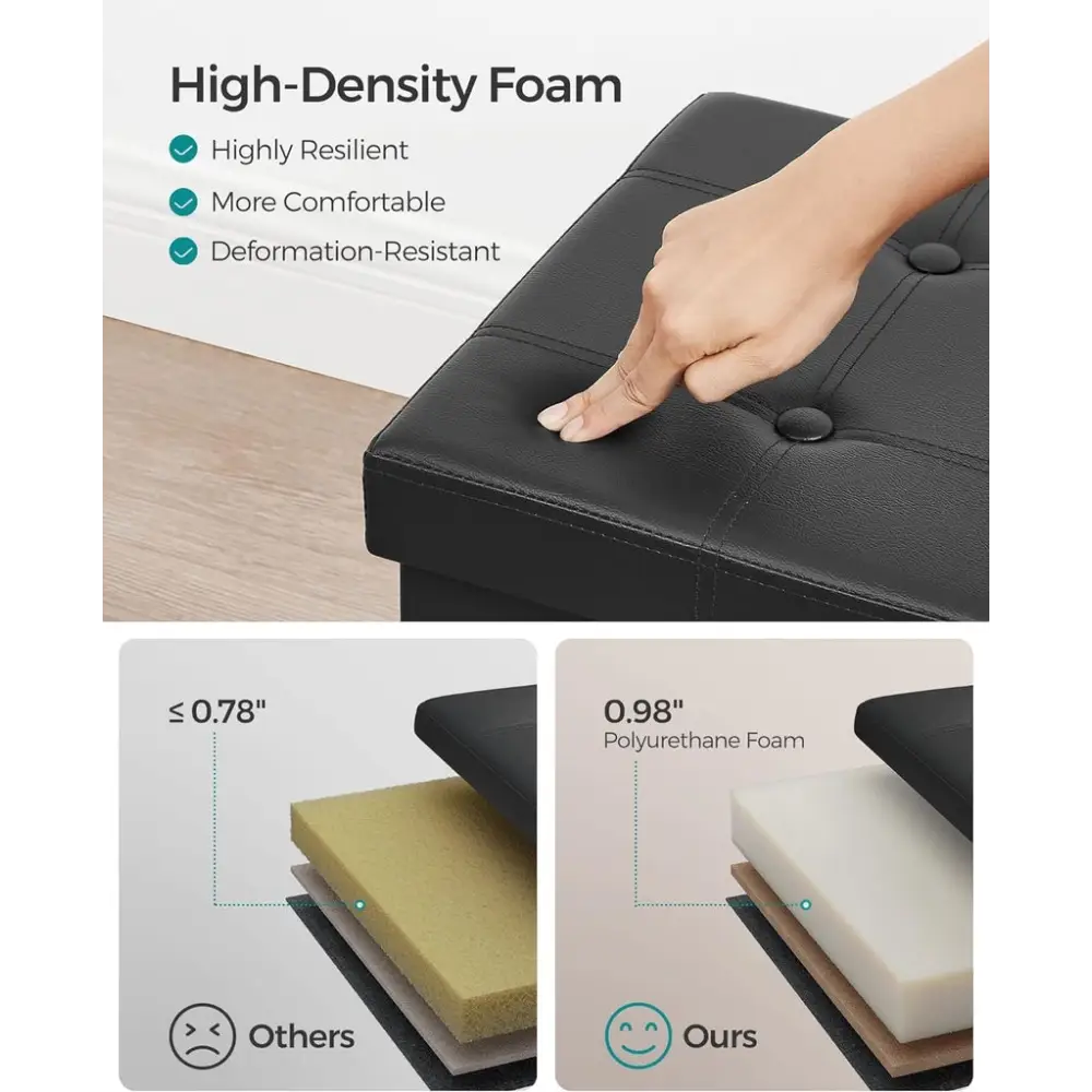 SONGMICS 109cm Folding Storage Ottoman Bench Black LSF701V1 - Furniture > Living Room > Ottomans & Footstools