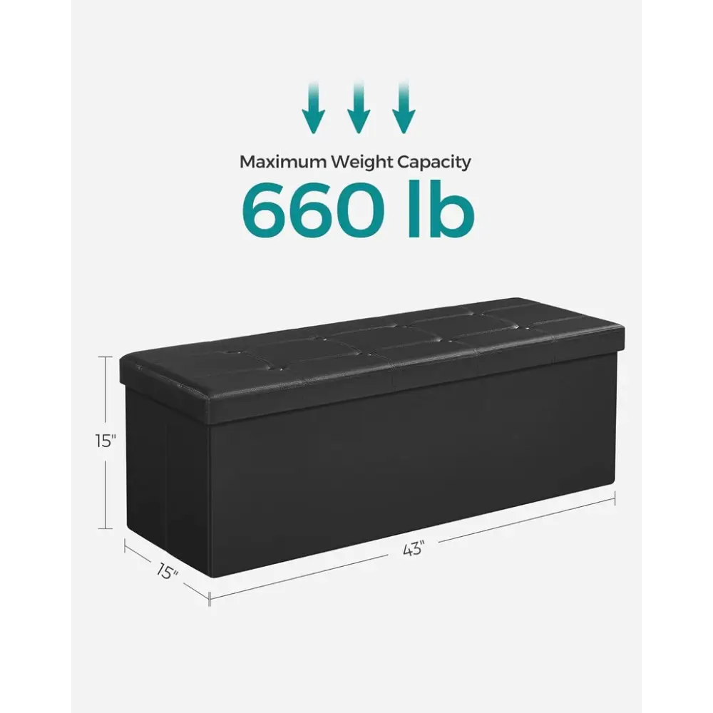 SONGMICS 109cm Folding Storage Ottoman Bench Black LSF701V1 - Furniture > Living Room > Ottomans & Footstools