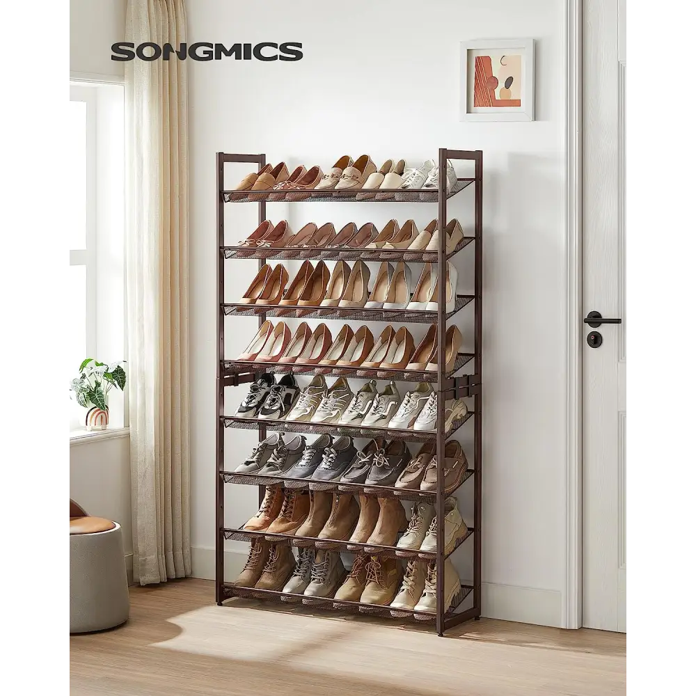 SONGMICS 8-Tier Shoe Rack Storage 32 pairs with Adjustable Shelves Bronze - Furniture > Living Room > Shoe Storage