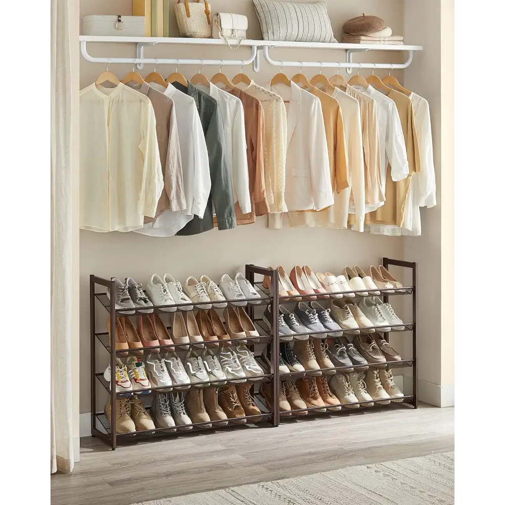 SONGMICS 8-Tier Shoe Rack Storage 32 pairs with Adjustable Shelves Bronze - Furniture > Living Room > Shoe Storage