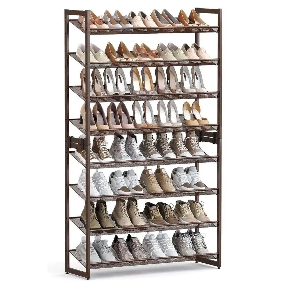SONGMICS 8-Tier Shoe Rack Storage 32 pairs with Adjustable Shelves Bronze - Furniture > Living Room > Shoe Storage