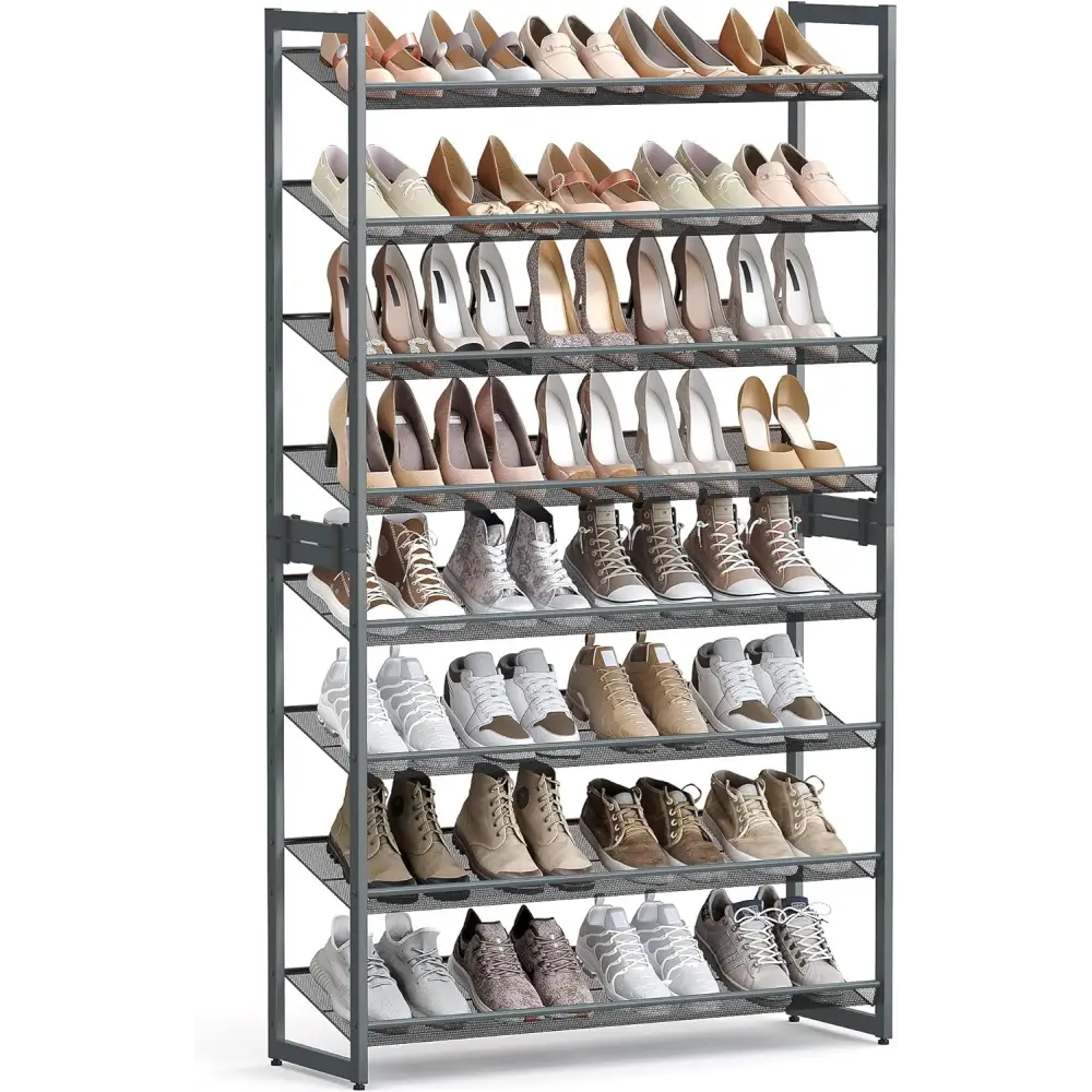 SONGMICS 8-Tier Shoe Rack Storage 32 pairs with Adjustable Shelves Gray LMR08GBV1 - Furniture > Living Room
