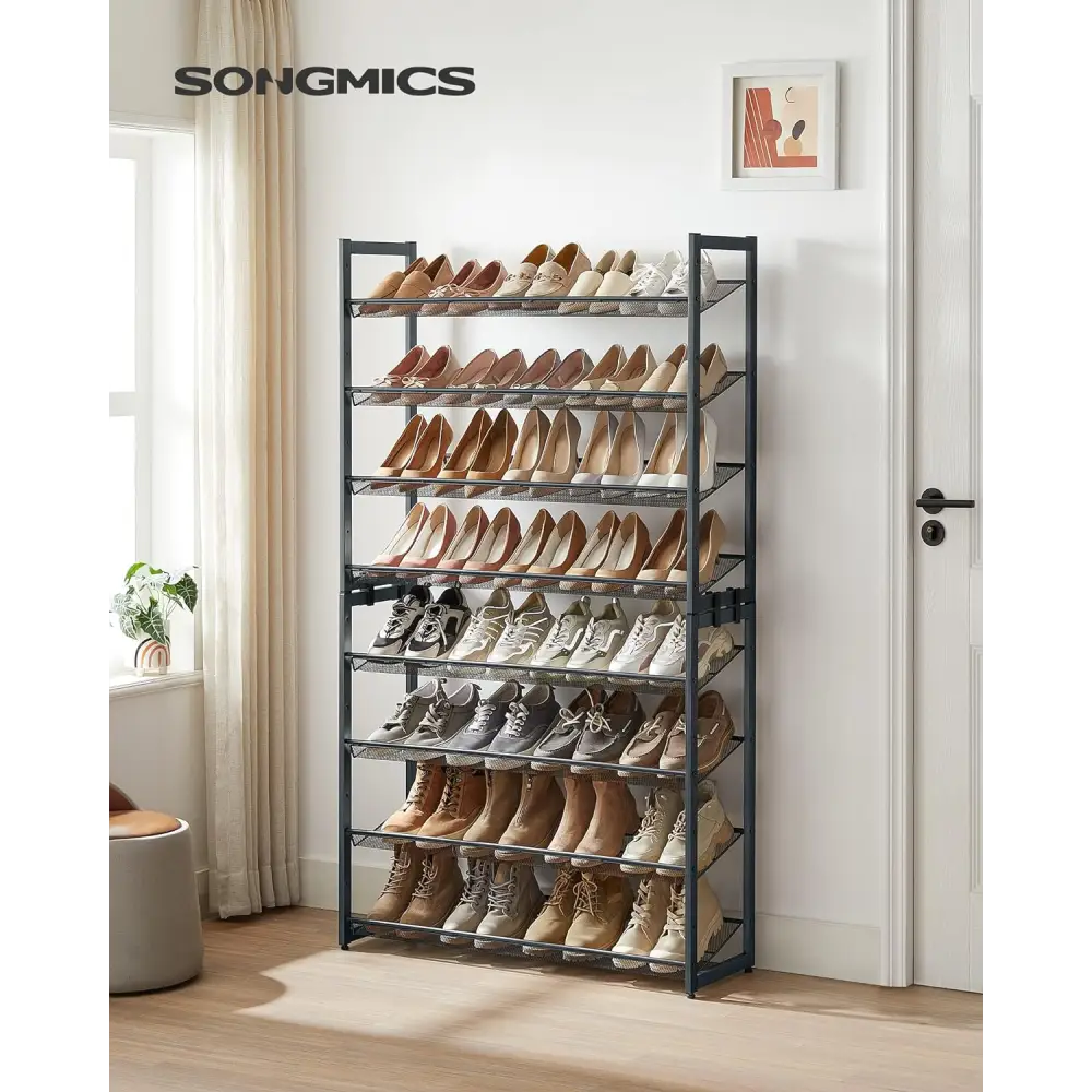 SONGMICS 8-Tier Shoe Rack Storage 32 pairs with Adjustable Shelves Gray LMR08GBV1 - Furniture > Living Room