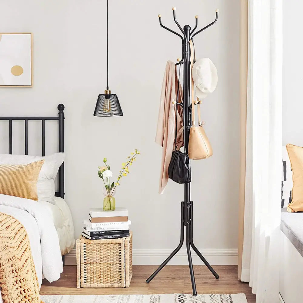 SONGMICS Metal Coat Rack 182 cm Tall Hall Tree Black RCR19B - Furniture > Living Room