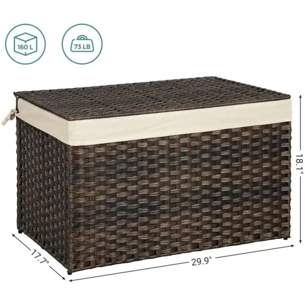 SONGMICS Storage Basket with Lid 160L Metal Frame Brown - Home & Garden > Storage