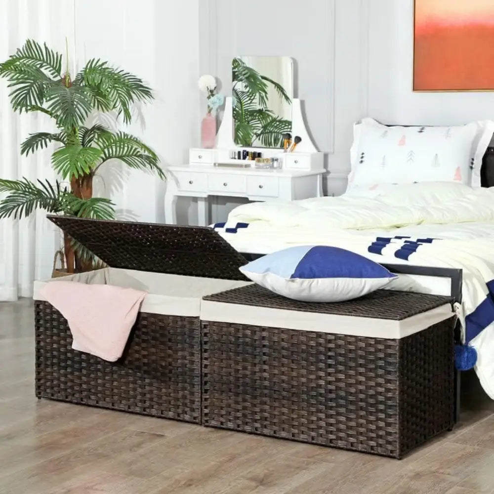 SONGMICS Storage Basket with Lid 160L Metal Frame Brown - Home & Garden > Storage