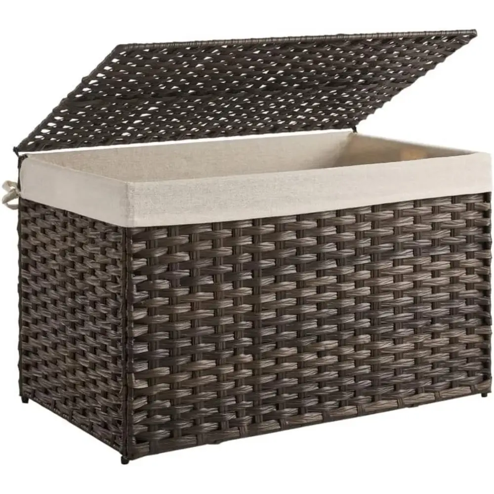 SONGMICS Storage Basket with Lid 160L Metal Frame Brown - Home & Garden > Storage