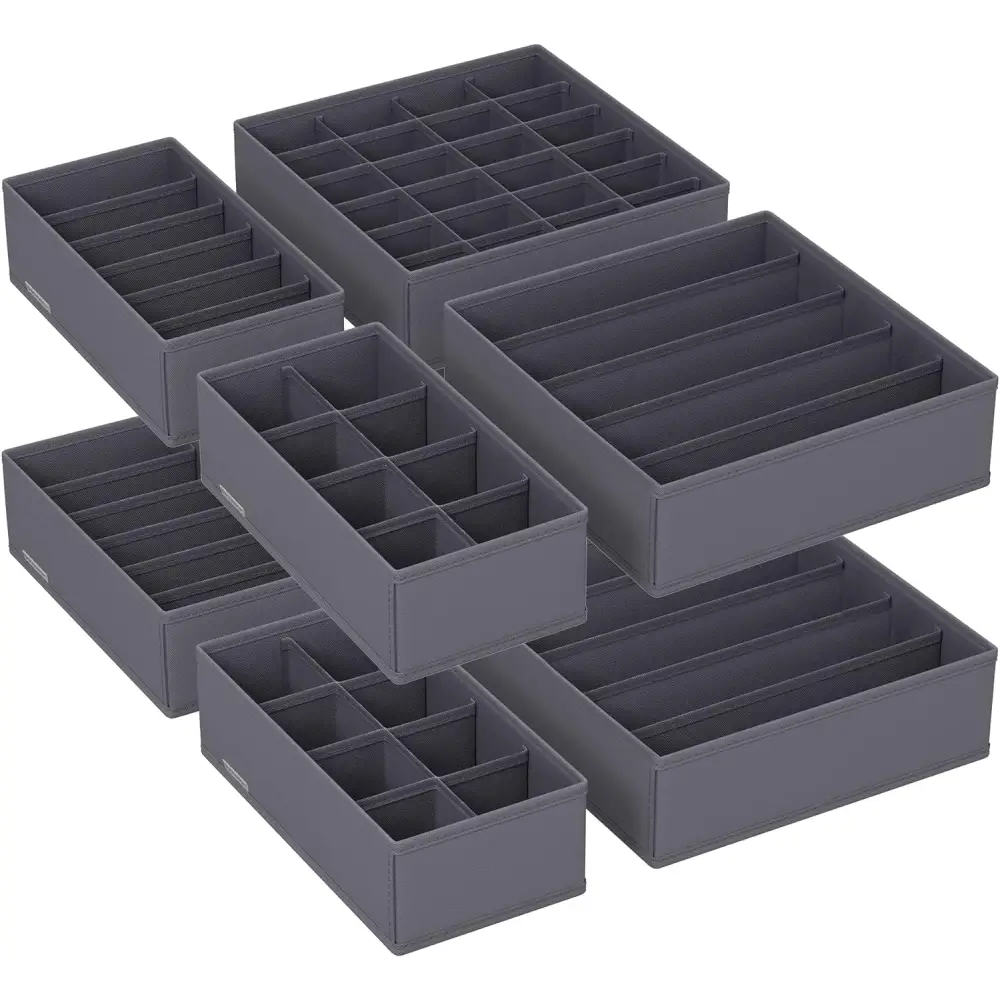SONGMICS Underwear Storage Folding Fabric Boxes Set of 8 Grey RUS08GY - Home & Garden > Storage