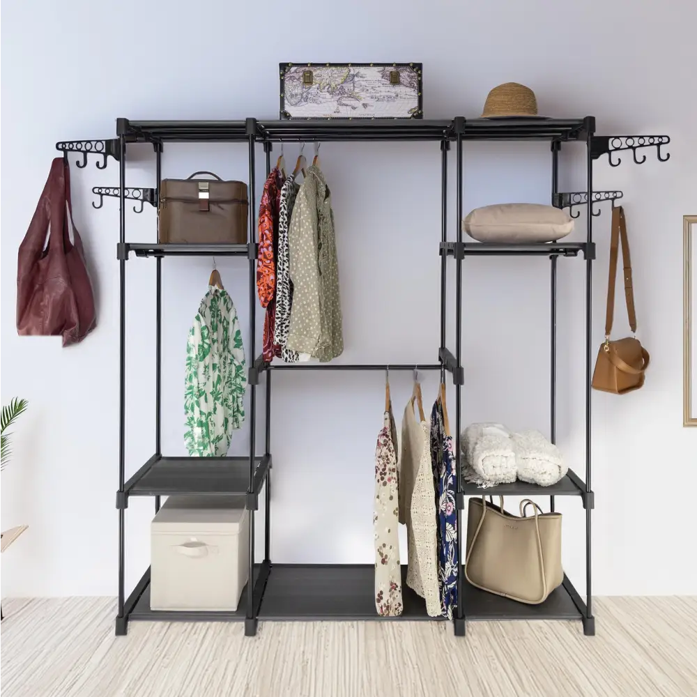 Sorti Freestanding Portable Closet Metal Wardrobe Garment Rack Hanger - Home & Garden > Storage > Clothing & Wardrobe