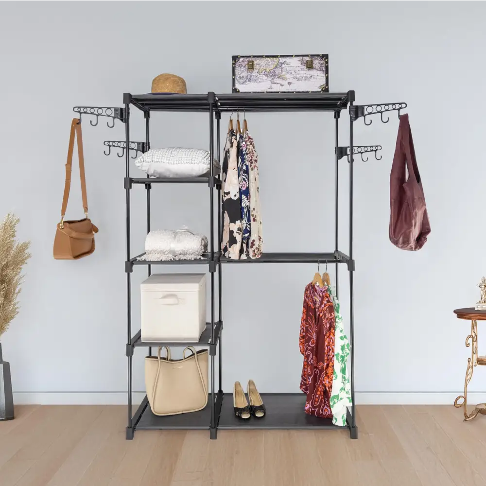 Sorti Freestanding Portable Closet Metal Wardrobe Garment Rack Hanger - Home & Garden > Storage > Clothing & Wardrobe