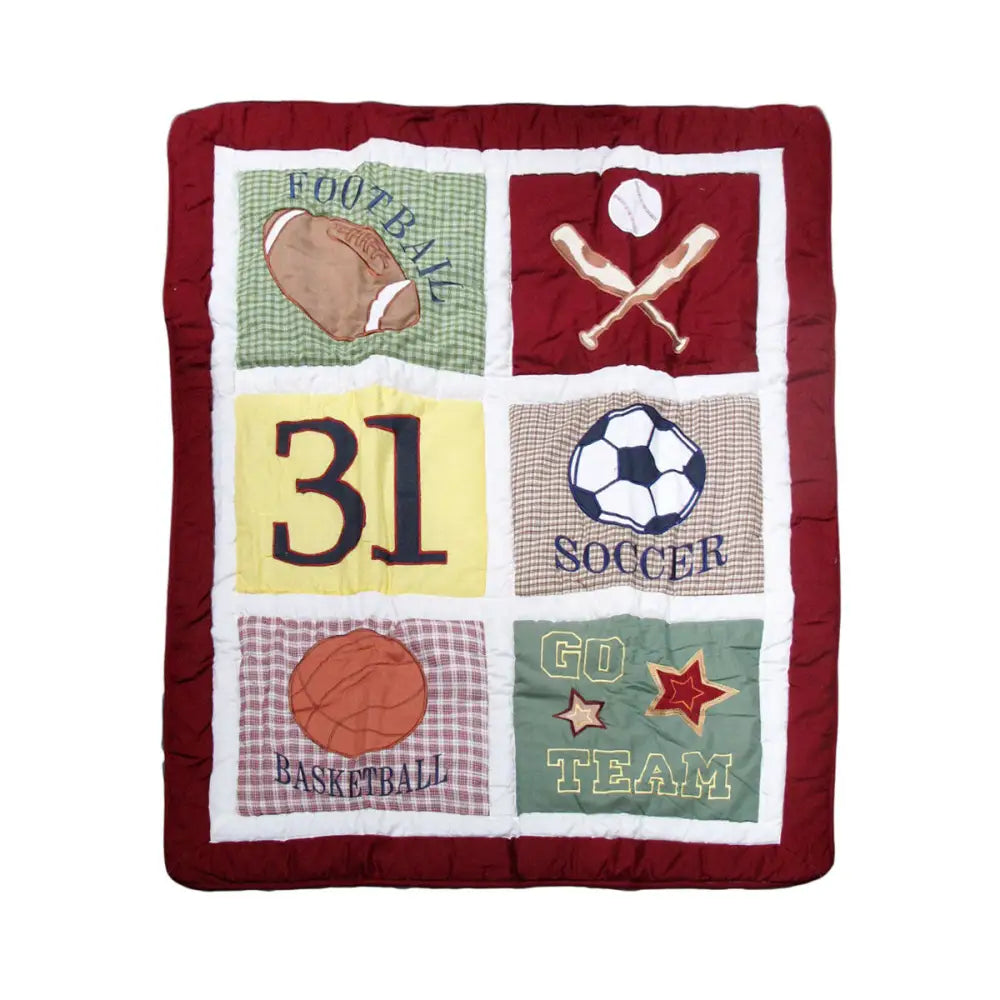 Sports Embroidered Nursery Baby Blanket/Coverlet 91 x 114 cm - Home & Garden > Bedding