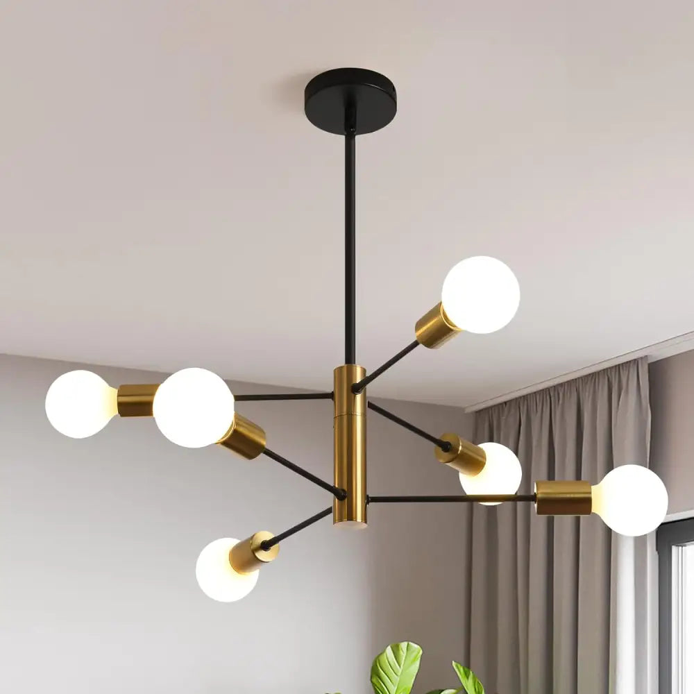Sputnik Chandelier Modern Industrial 6-Light Black & Gold - Home & Garden > Lighting