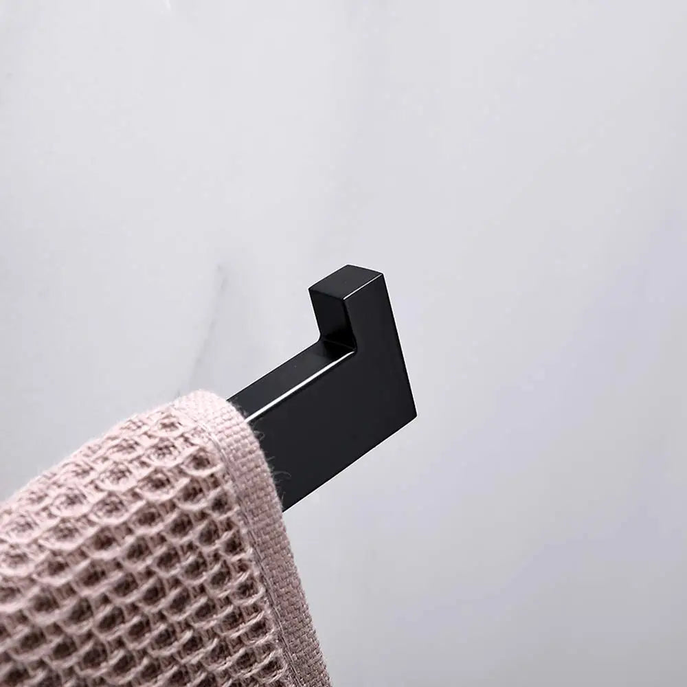 Square Hand Towel Holder Ring Wall Mounted Modern Towel Bar Bathroom Kitchen Black - Home & Garden > Bathroom
