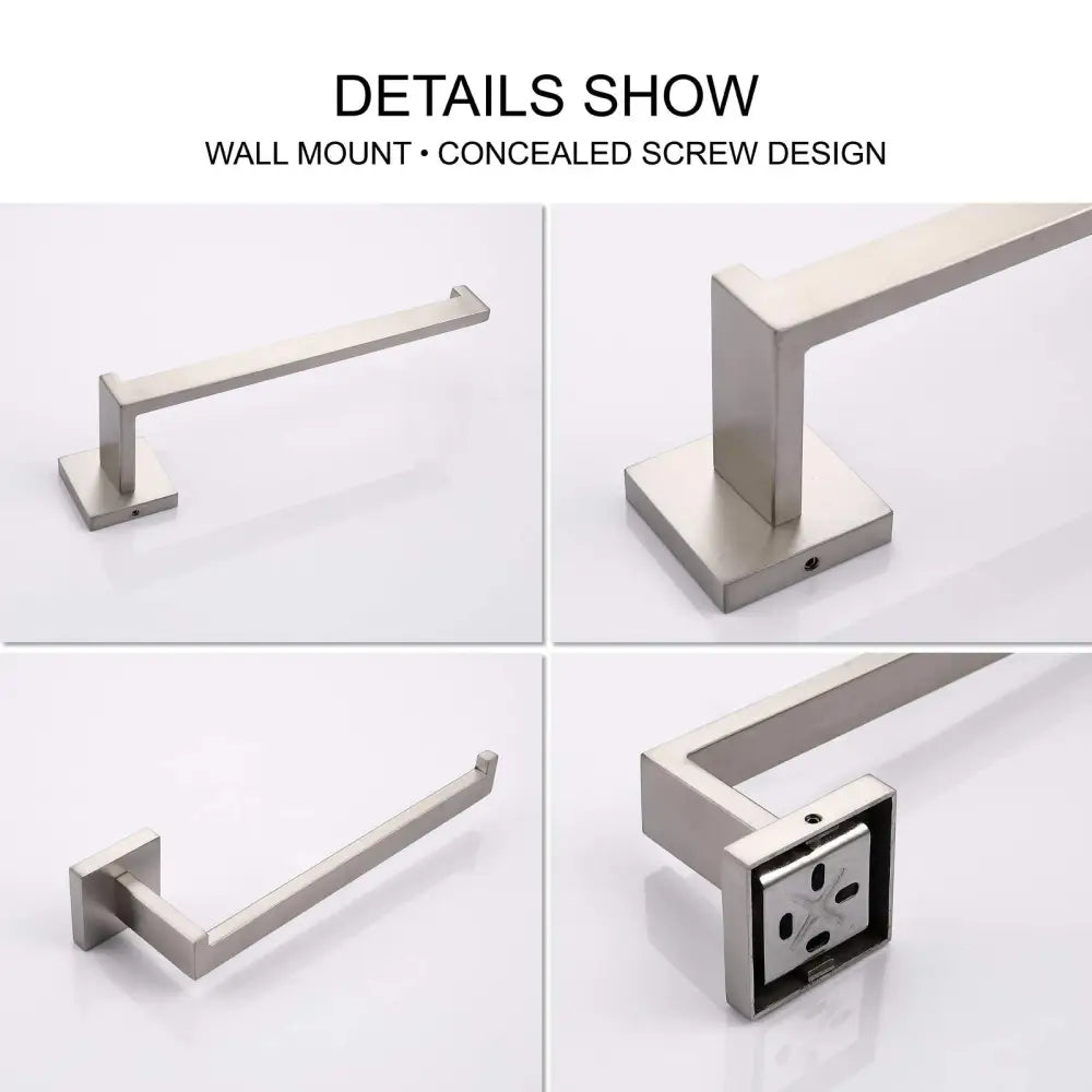 Square Hand Towel Holder Ring Wall Mounted Modern Towel Bar Bathroom Kitchen - Home & Garden > Bathroom Accessories >