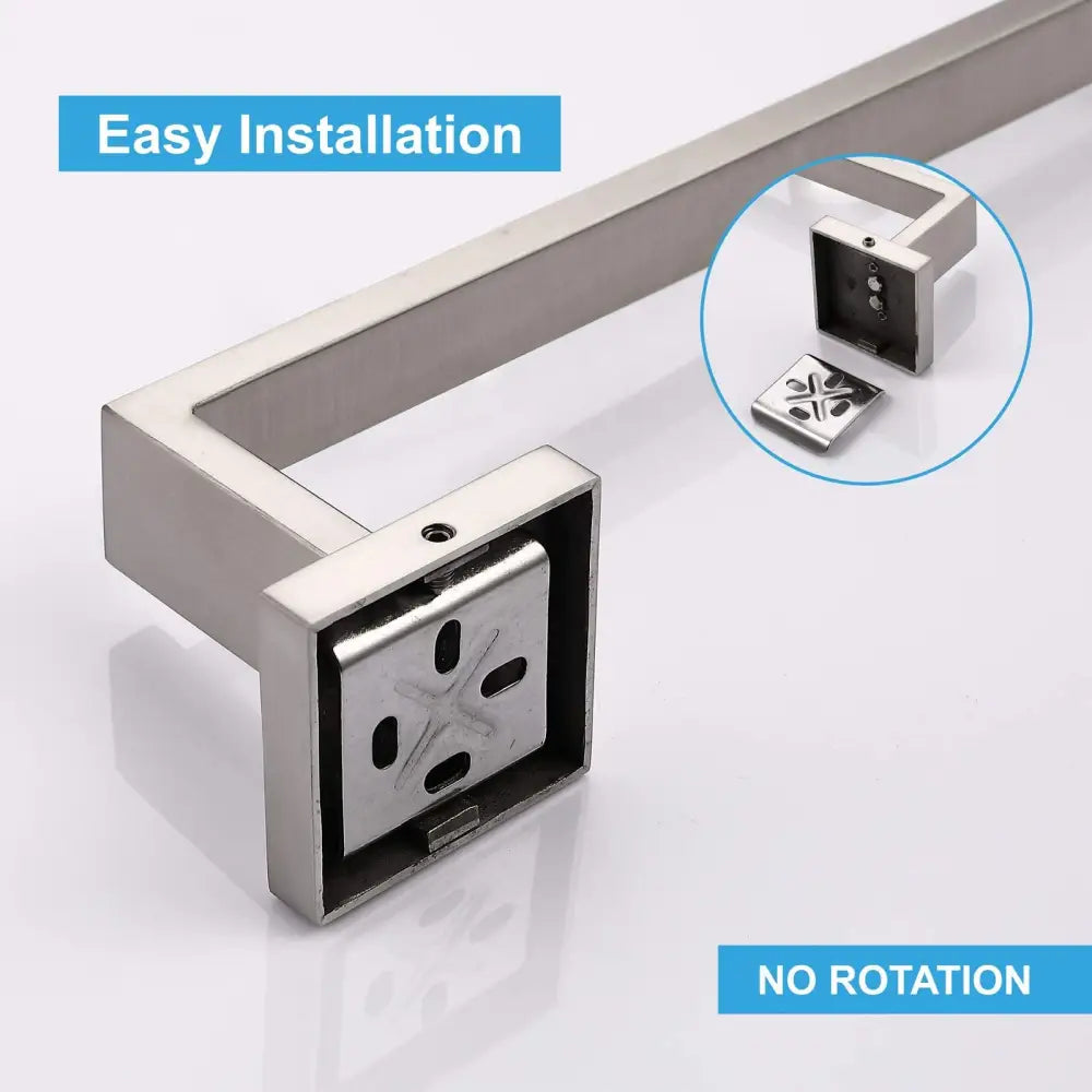 Square Hand Towel Holder Ring Wall Mounted Modern Towel Bar Bathroom Kitchen - Home & Garden > Bathroom Accessories >