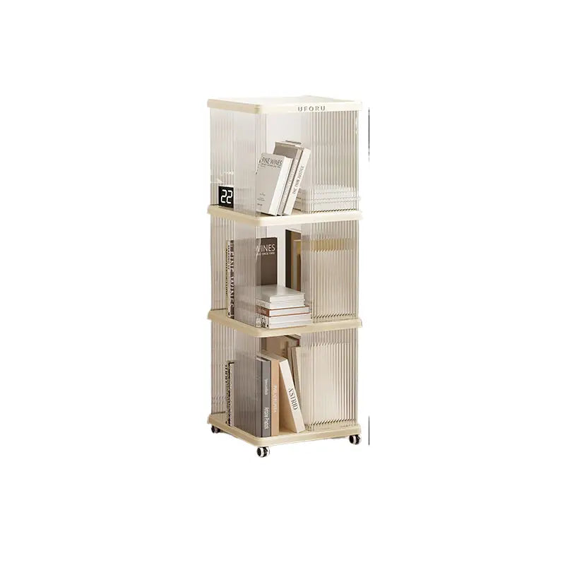 Square three-layer bookshelf with swivel wheels for storage - Furniture > Living Room > Bookcases & Shelves