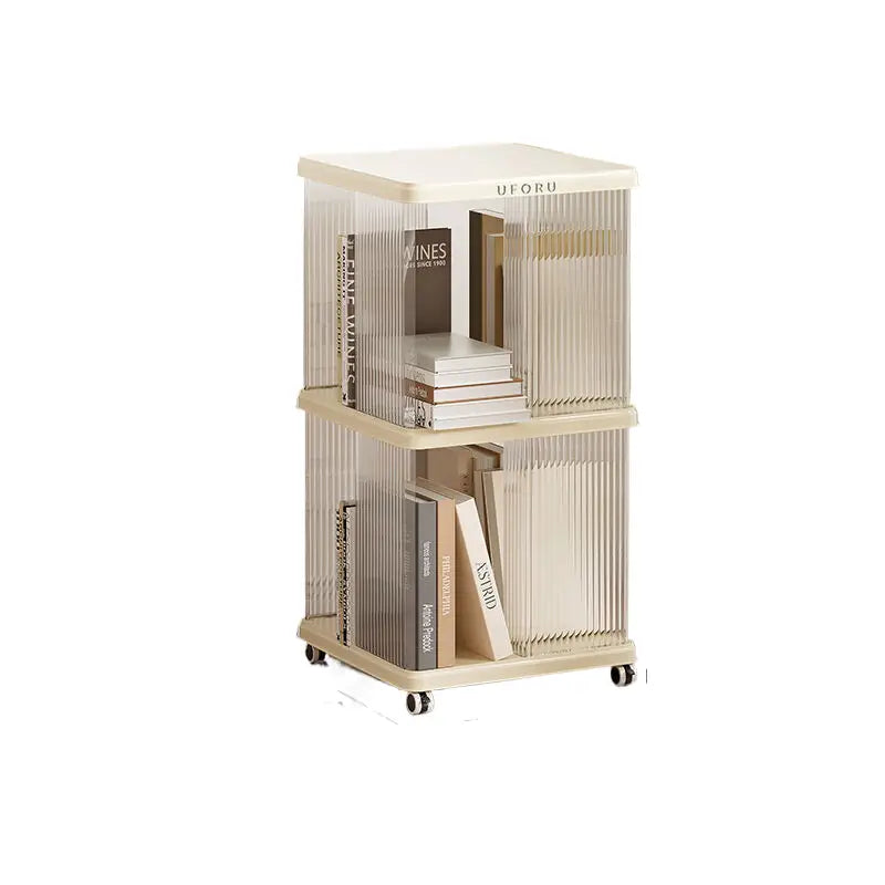 Square two-layer bookshelf with swivel wheels for storage - Furniture > Living Room > Bookcases & Shelves