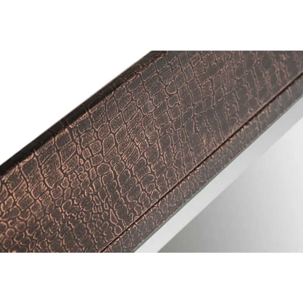 Square Wall Mirror with Croc Pattern Frame in Copper Finish - Furniture > Living Room