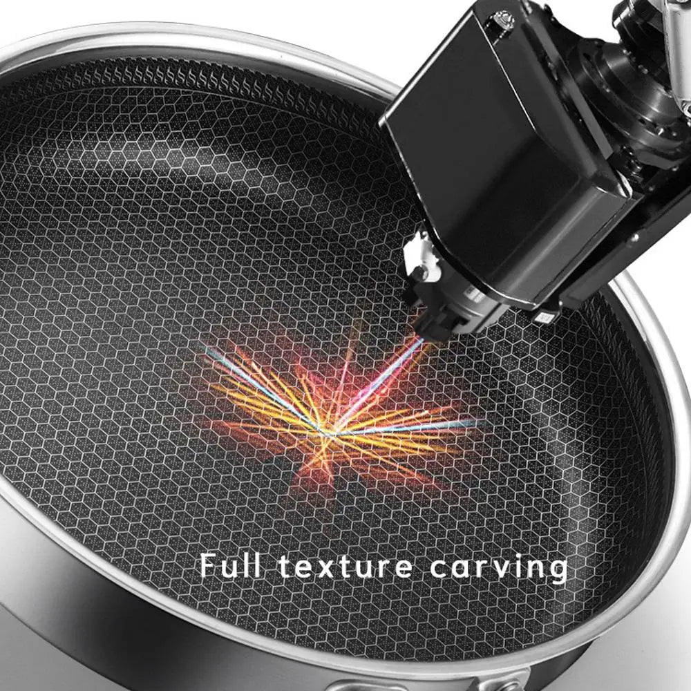 Stainless Steel Frying Pan Non-Stick Cooking Frypan Cookware 30cm Honeycomb Single Sided - Home & Garden > Kitchenware