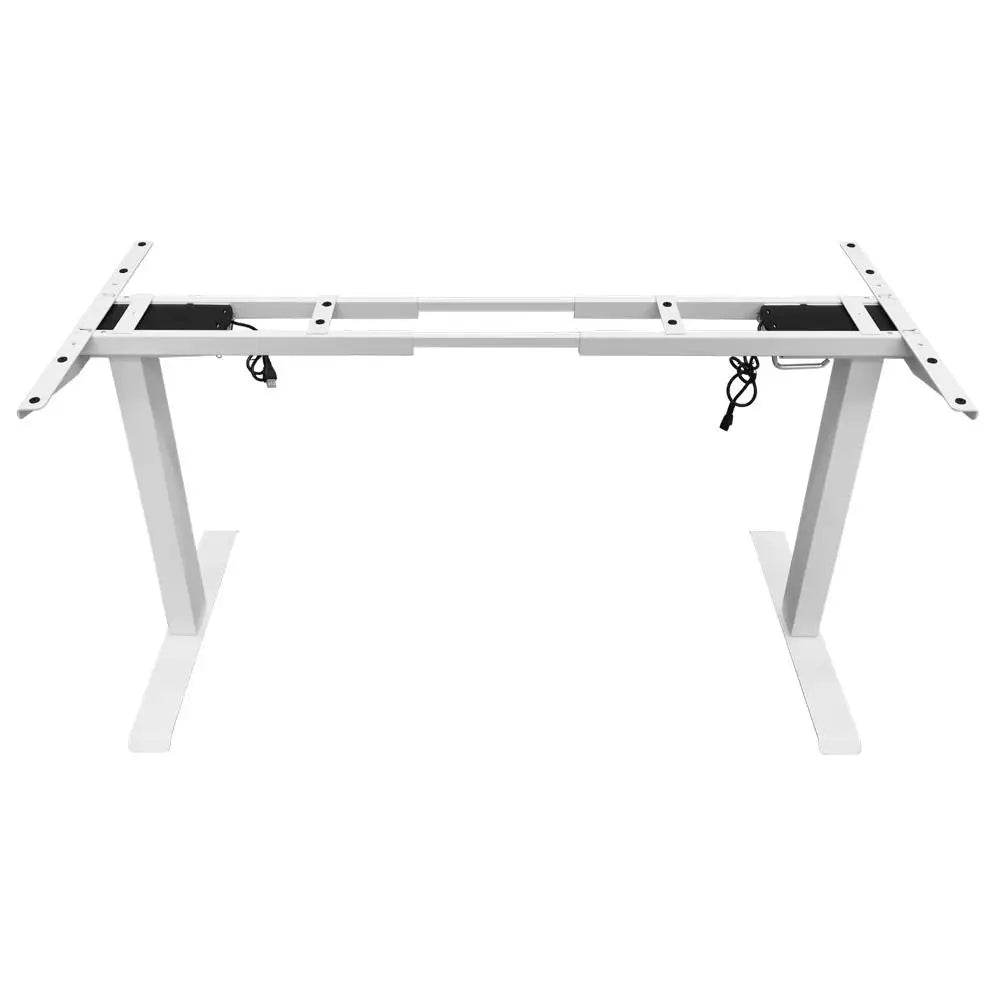 Standing Desk Height Adjustable Sit Stand Motorised Dual Motors Frame White Only - Furniture > Office
