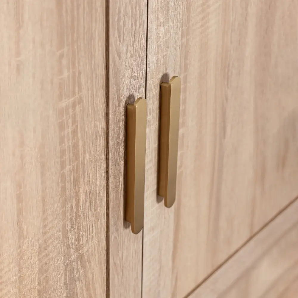 STOCKHOLM STORAGE CUPBOARD HAMPTONS - NATURAL OAK - OVAL BRASS - Home & Garden > Storage > Clothing & Wardrobe Storage
