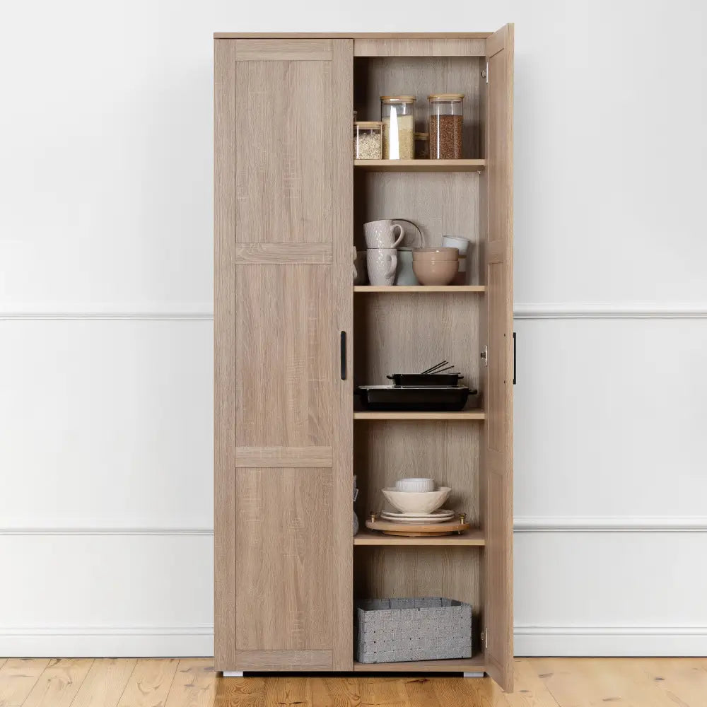 STOCKHOLM STORAGE CUPBOARD HAMPTONS - NATURAL OAK - SCANDI BLACK - Home & Garden > Storage > Clothing & Wardrobe Storage