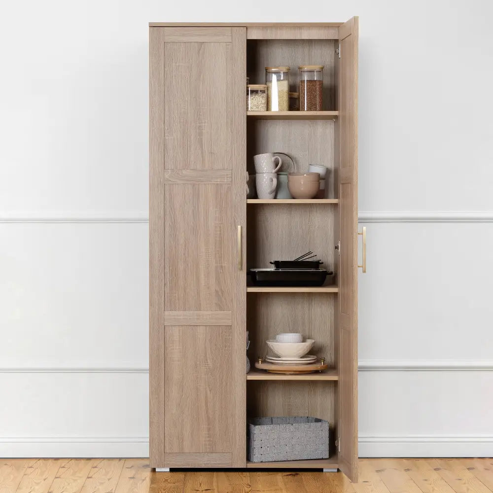 STOCKHOLM STORAGE CUPBOARD HAMPTONS - NATURAL OAK - SQUARE BRASS - Home & Garden > Storage > Clothing & Wardrobe Storage