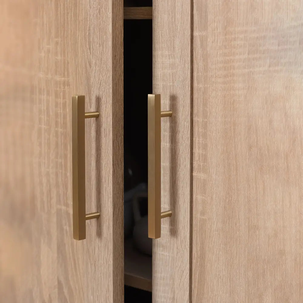 STOCKHOLM STORAGE CUPBOARD HAMPTONS - NATURAL OAK - SQUARE BRASS - Home & Garden > Storage > Clothing & Wardrobe Storage