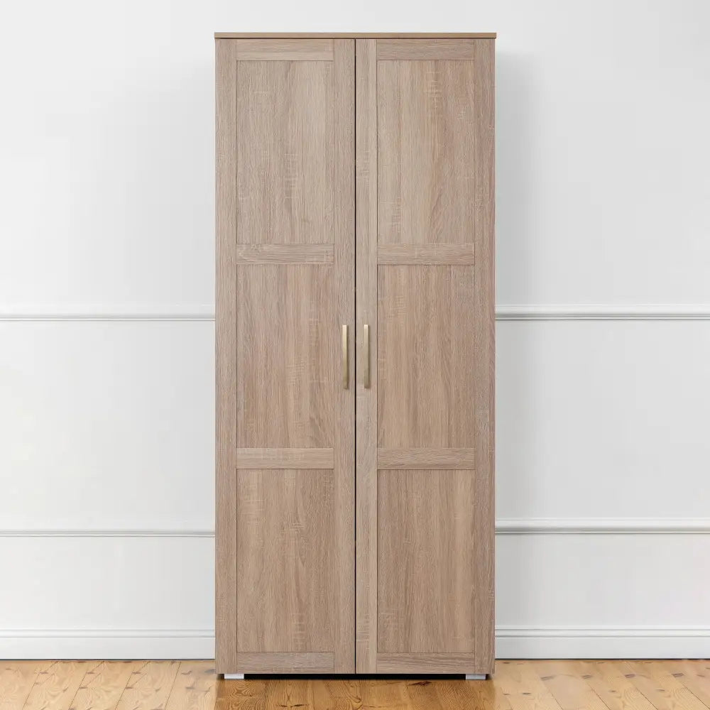 STOCKHOLM STORAGE CUPBOARD HAMPTONS - NATURAL OAK - SQUARE BRASS - Home & Garden > Storage > Clothing & Wardrobe Storage