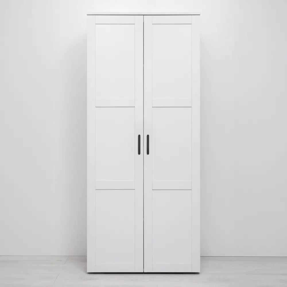STOCKHOLM STORAGE CUPBOARD HAMPTONS - WHITE - OVAL BLACK - Home & Garden > Storage > Clothing & Wardrobe Storage