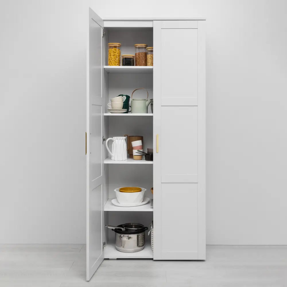STOCKHOLM STORAGE CUPBOARD HAMPTONS - WHITE - OVAL BRASS - Home & Garden > Storage > Clothing & Wardrobe Storage