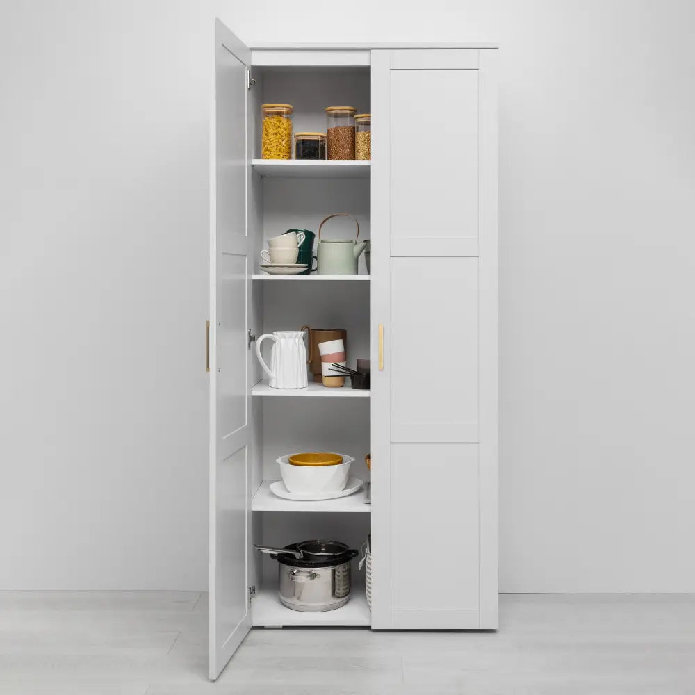 STOCKHOLM STORAGE CUPBOARD HAMPTONS - WHITE - SCANDI BRASS - Home & Garden > Storage > Clothing & Wardrobe Storage