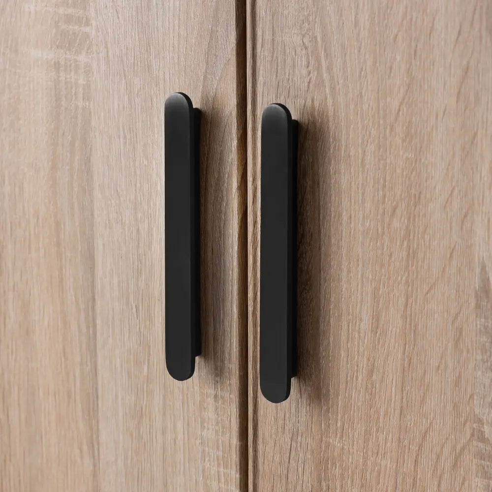 STOCKHOLM STORAGE CUPBOARD SLIM - NATURAL OAK - OVAL BLACK - Home & Garden > Storage > Clothing & Wardrobe Storage