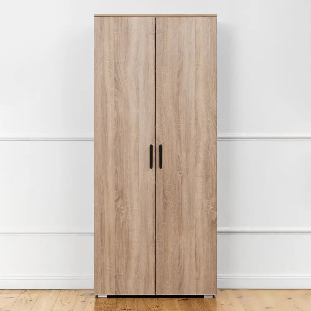 STOCKHOLM STORAGE CUPBOARD SLIM - NATURAL OAK - OVAL BLACK - Home & Garden > Storage > Clothing & Wardrobe Storage