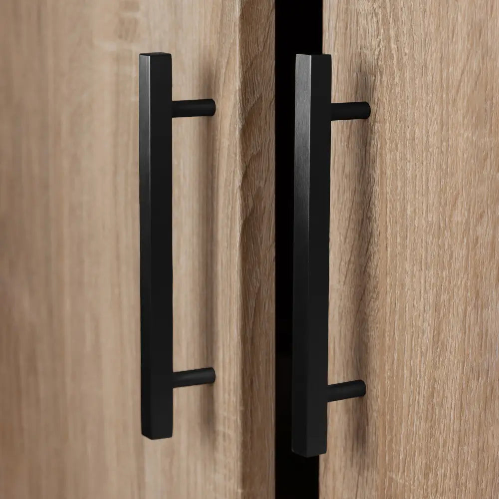 STOCKHOLM STORAGE CUPBOARD SLIM - NATURAL OAK - SQUARE BLACK - Home & Garden > Storage > Clothing & Wardrobe Storage