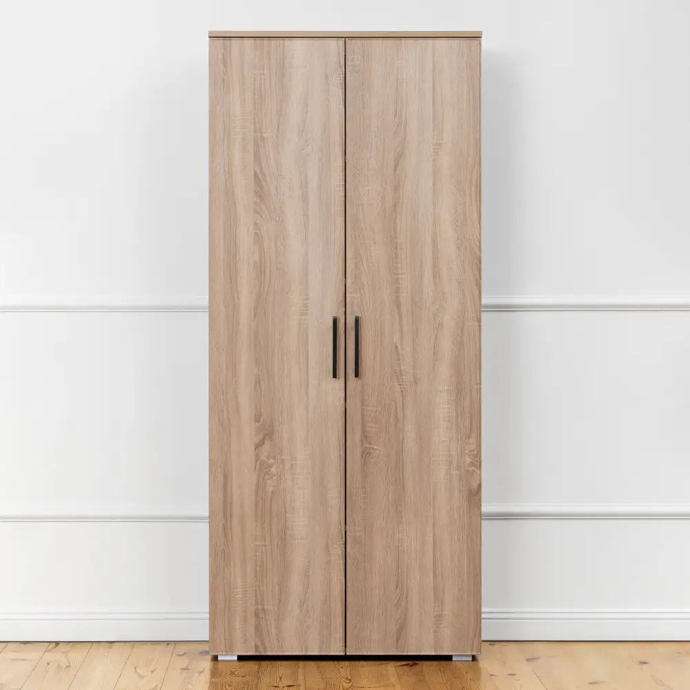 STOCKHOLM STORAGE CUPBOARD SLIM - NATURAL OAK - SQUARE BLACK - Home & Garden > Storage > Clothing & Wardrobe Storage