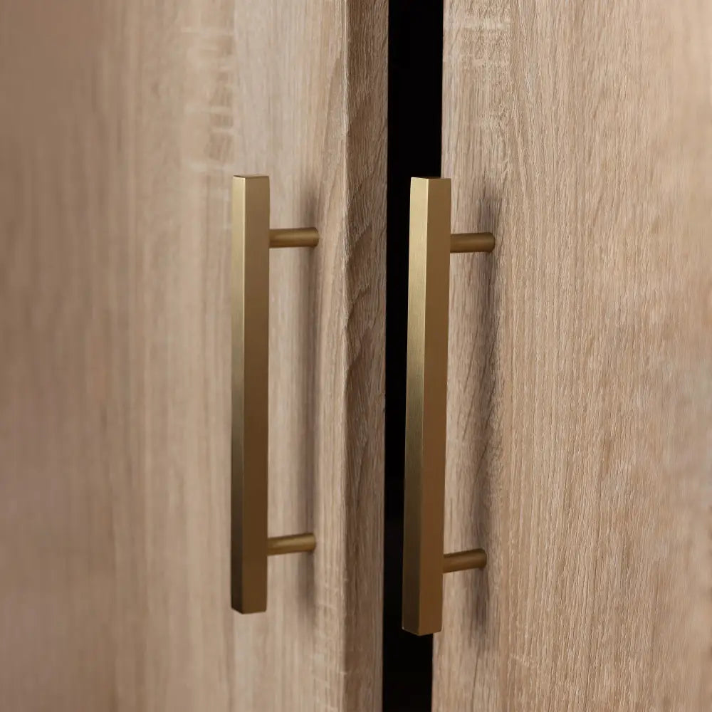 STOCKHOLM STORAGE CUPBOARD SLIM - NATURAL OAK - SQUARE BRASS - Home & Garden > Storage > Clothing & Wardrobe Storage