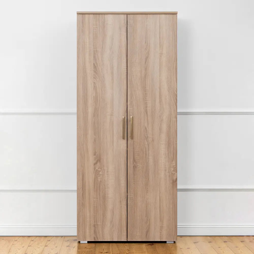 STOCKHOLM STORAGE CUPBOARD SLIM - NATURAL OAK - SQUARE BRASS - Home & Garden > Storage > Clothing & Wardrobe Storage