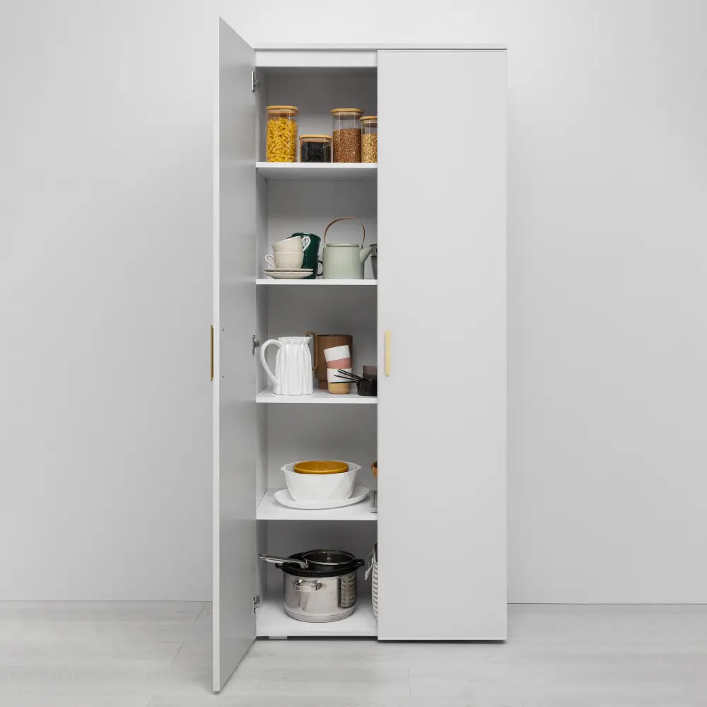 STOCKHOLM STORAGE CUPBOARD SLIM - WHITE - OVAL BRASS - Home & Garden > Storage > Clothing & Wardrobe Storage