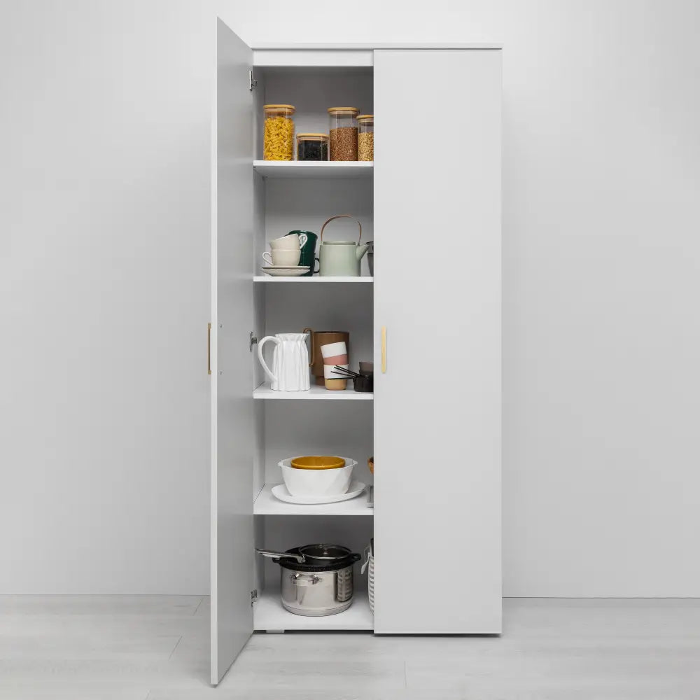 STOCKHOLM STORAGE CUPBOARD SLIM - WHITE - SCANDI BRASS - Home & Garden > Storage > Clothing & Wardrobe Storage