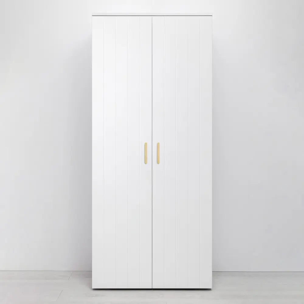 STOCKHOLM STORAGE CUPBOARD VJ PANEL - WHITE - OVAL BRASS - Home & Garden > Storage > Clothing & Wardrobe Storage