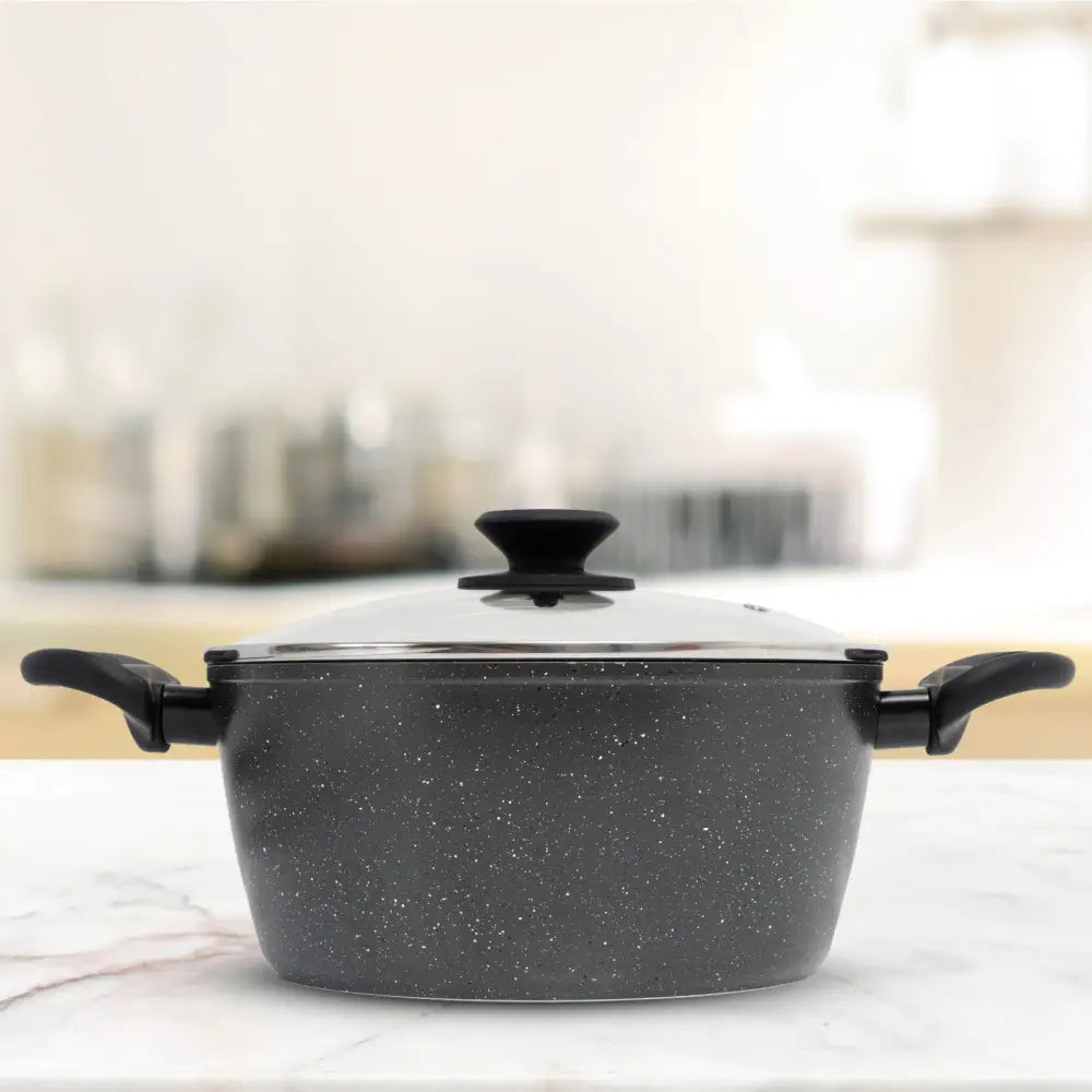 Stone Chef Forged Casserole With Lid Cookware Kitchen Black 24cm - Home & Garden > Kitchenware