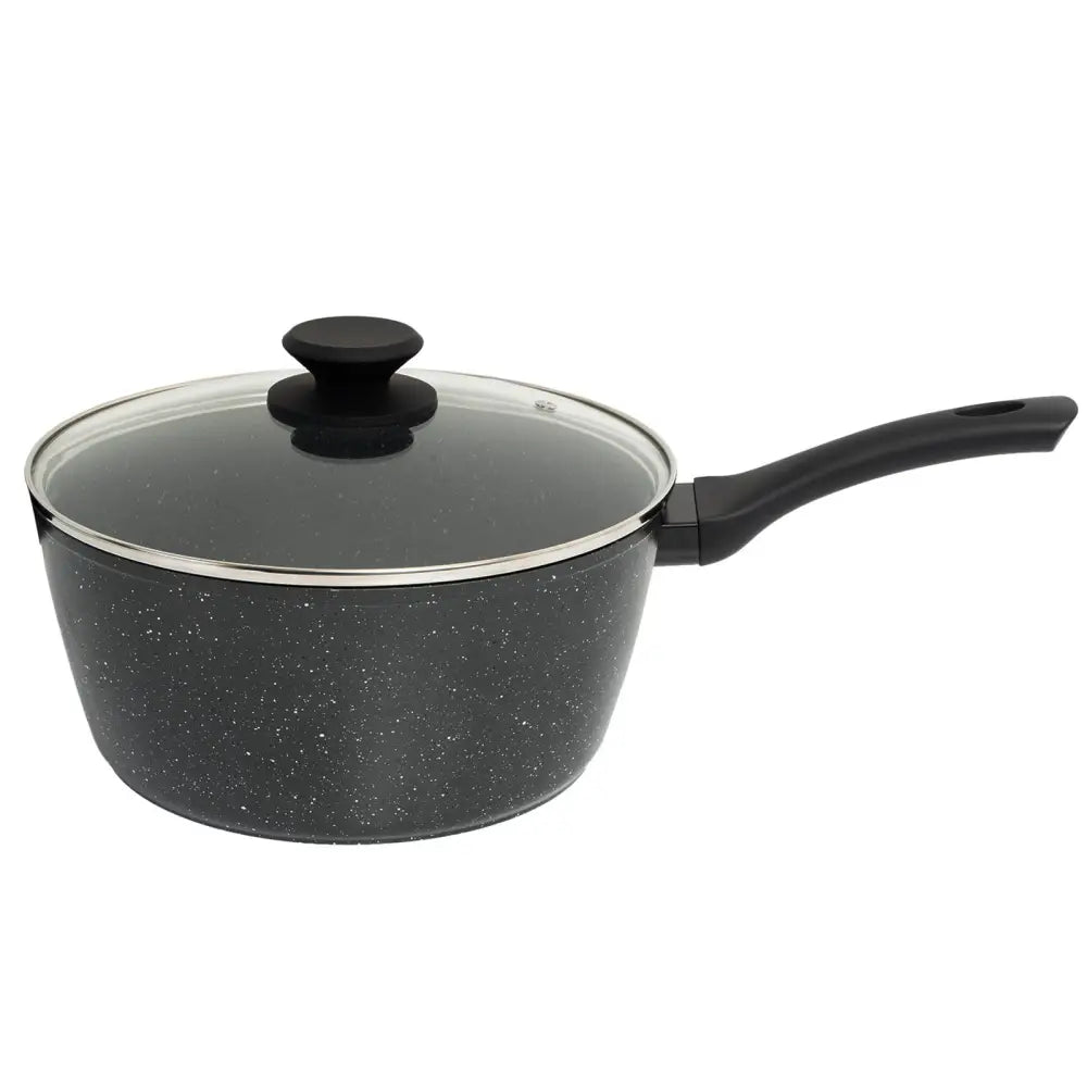 Stone Chef Forged Saucepan With Lid Cookware Kitchen Black 20cm - Home & Garden > Kitchenware